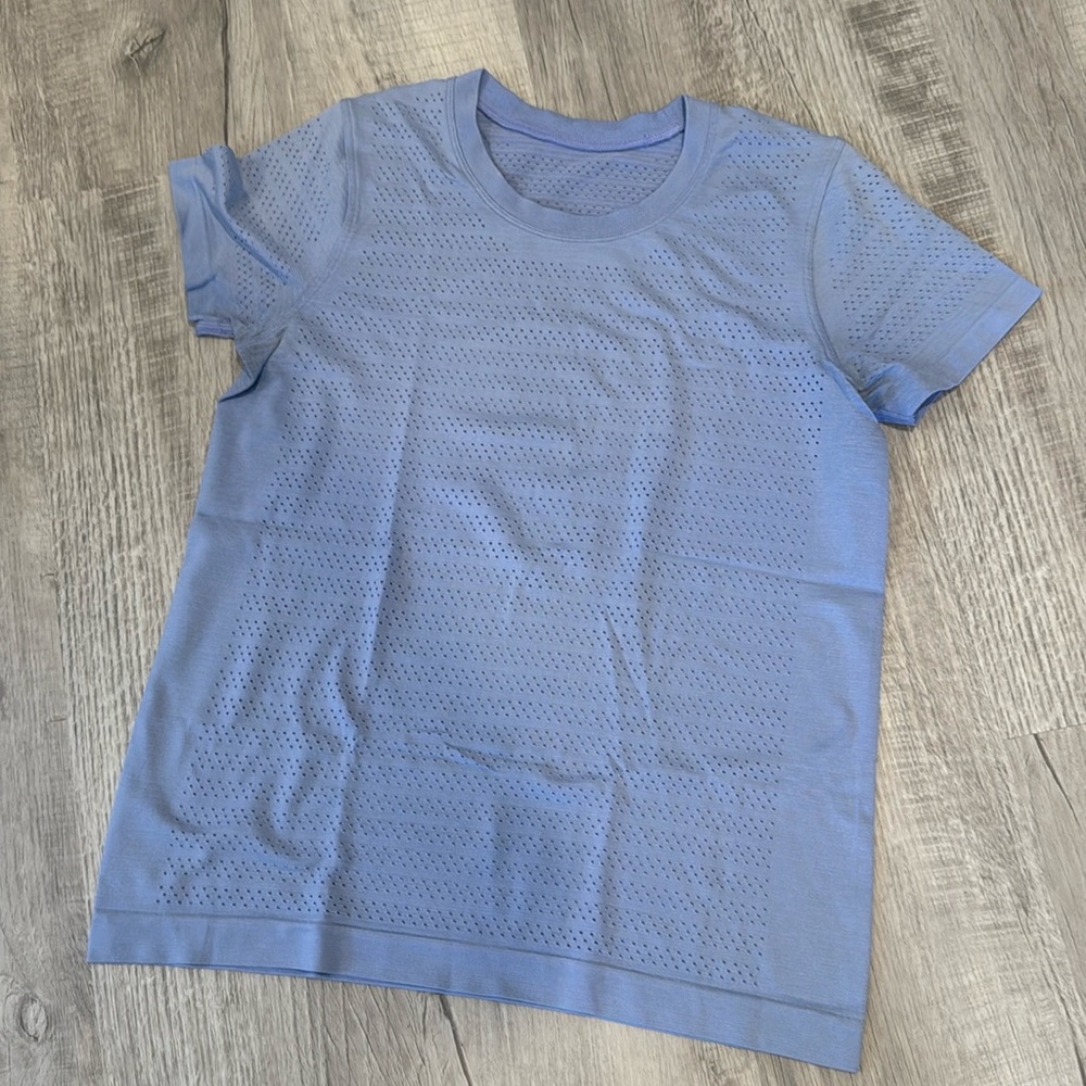 lululemon athletica Perforated Short Sleeve Tee in Light Blue